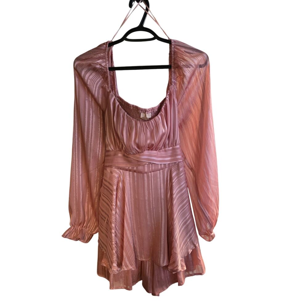 3/$15 Pink Silver Romper with bow to back XL